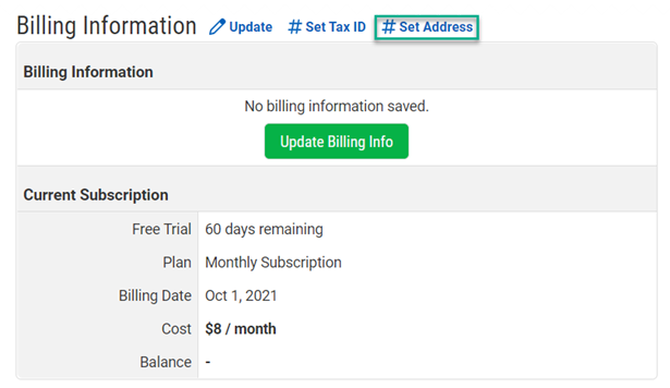Billing Information continued